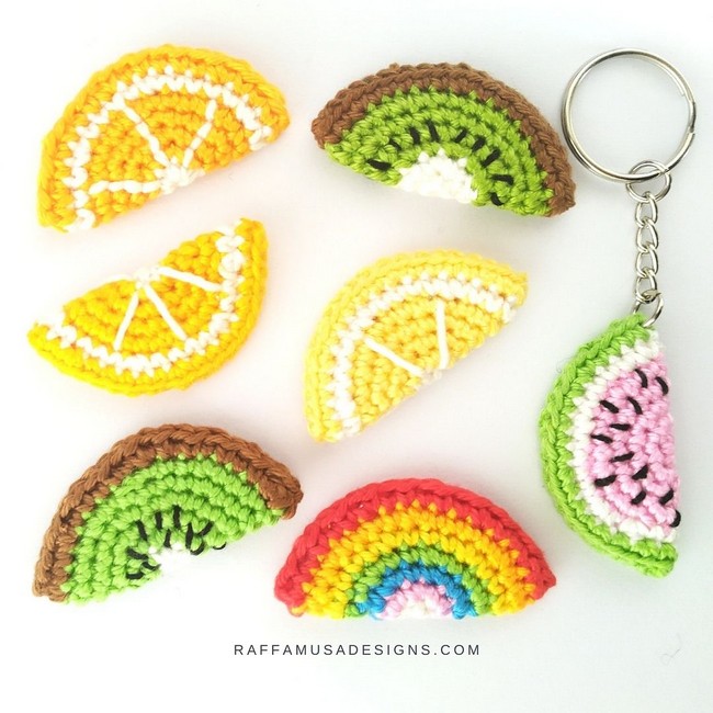 Crochet Fruit Slice Keychains Pattern