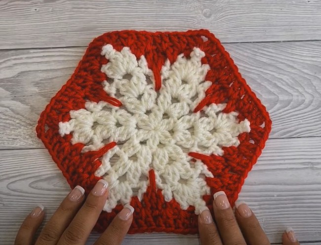 Crochet Granny Snowflake Hexagon Motif Pattern Tutorial