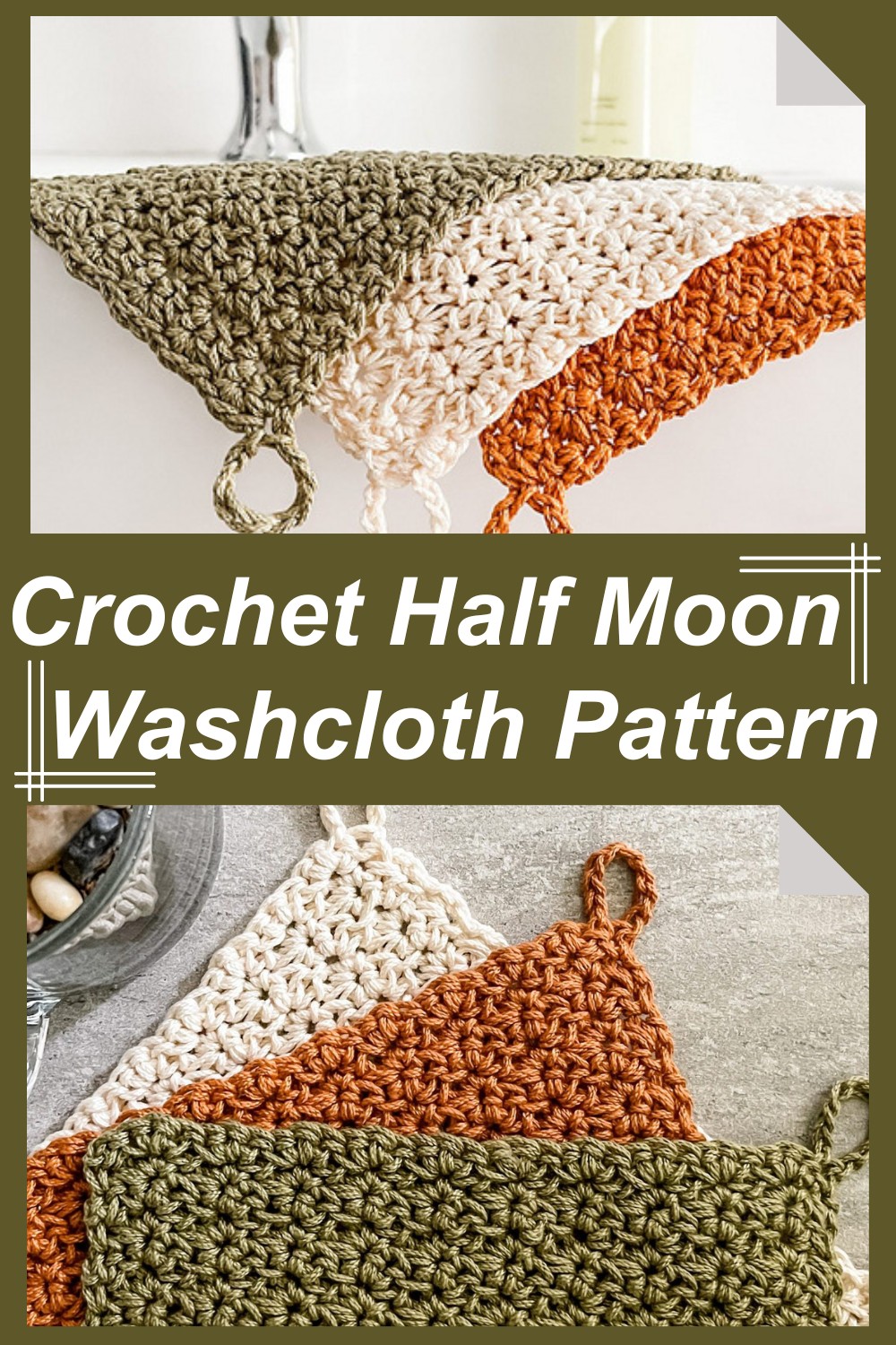 Crochet Half Moon Washcloth Pattern