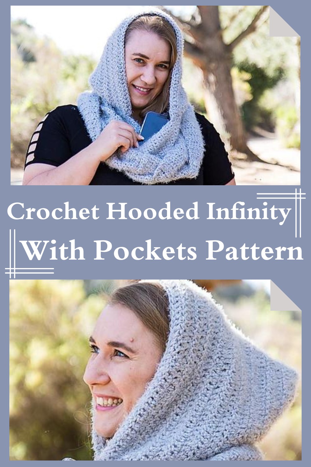 Crochet Hooded Infinity Scarf With Pockets Pattern 