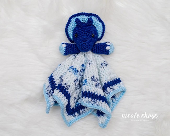 Crochet Hug Me Triceratops Lovey Pattern