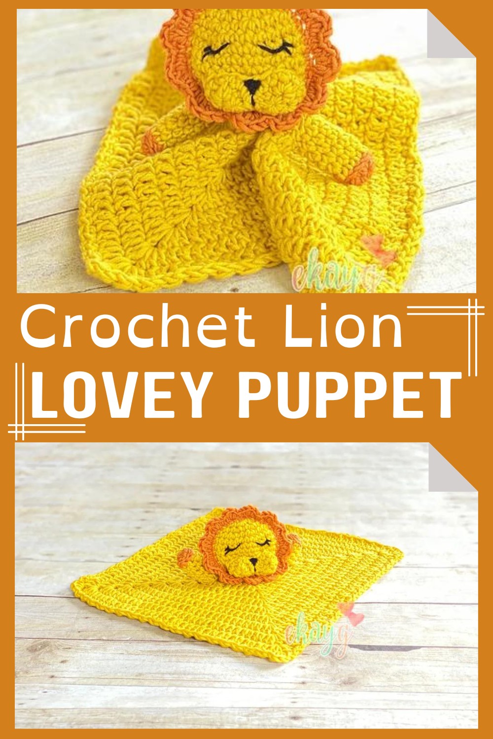 Crochet Lion Lovey Puppet