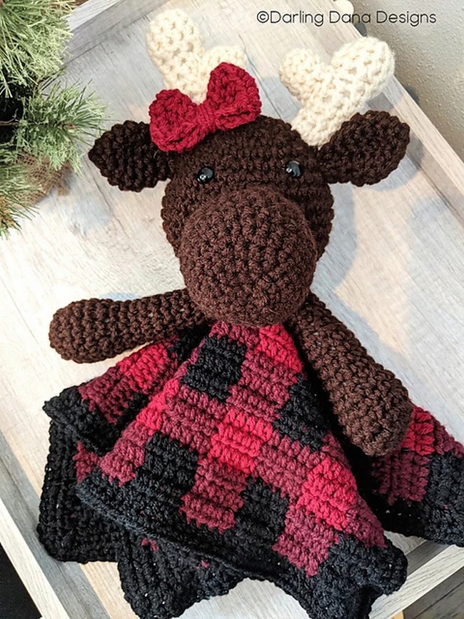 Crochet Miss Moose Blanket Buddy Pattern