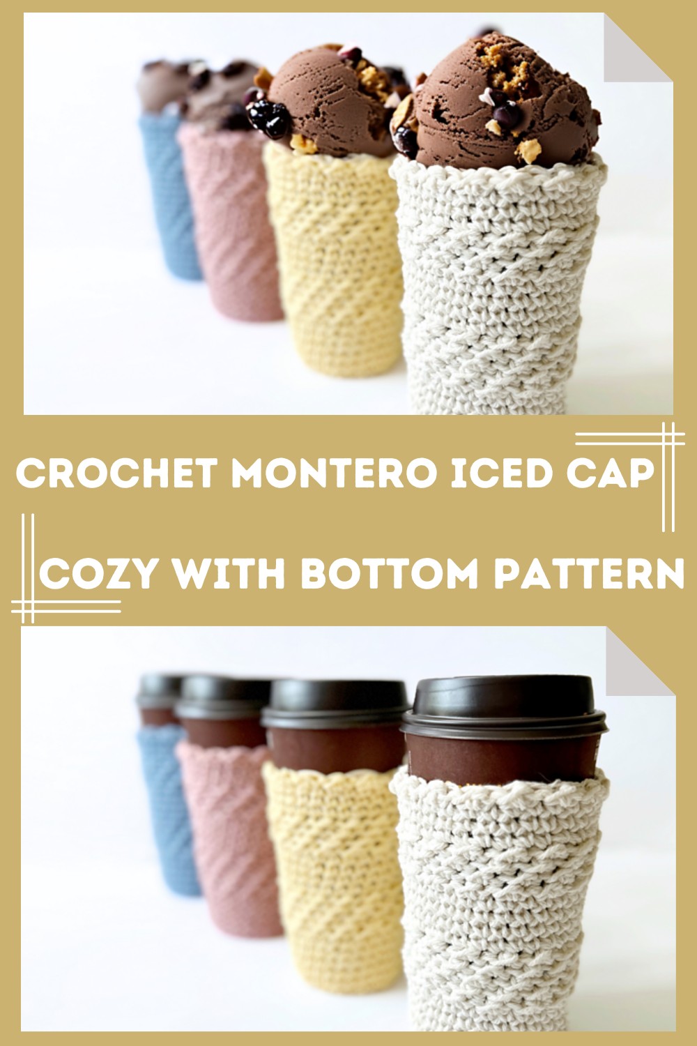 Crochet Montero Iced Cap Cozy With Bottom Pattern