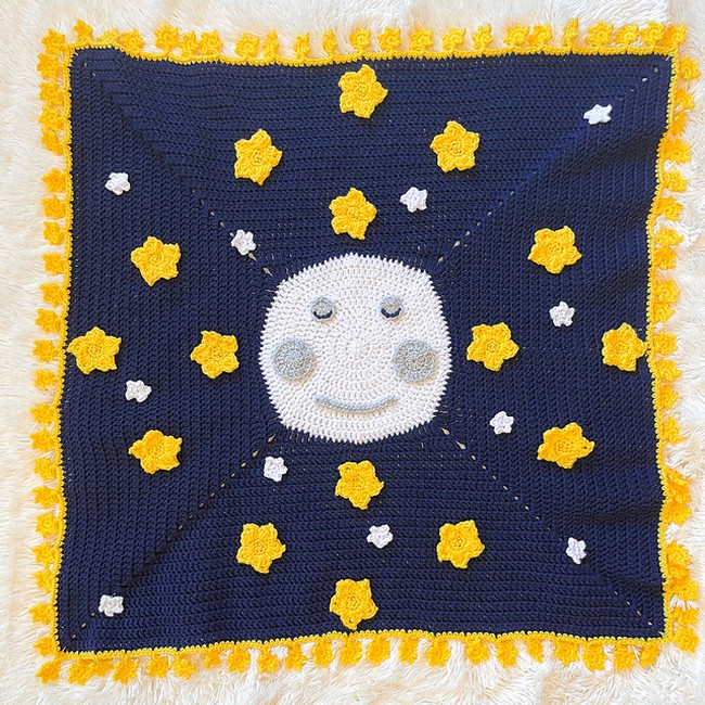 Crochet Moon & Stars Baby Blanket Pattern