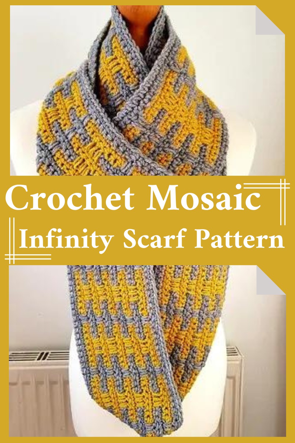 Crochet Mosaic Infinity Scarf Pattern