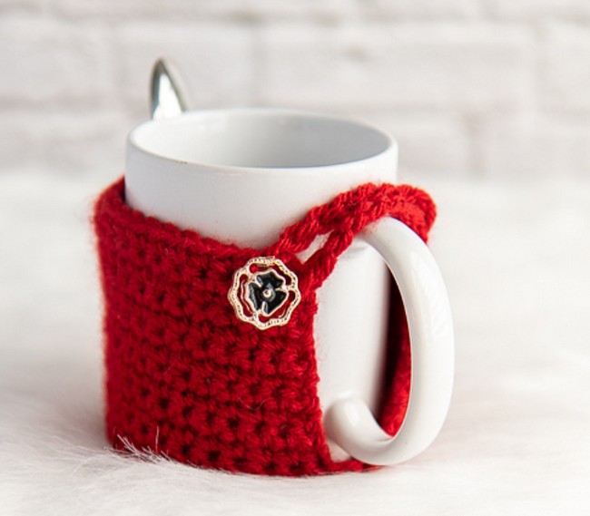 Crochet Mug Cozy With Spoon Holder Pattern