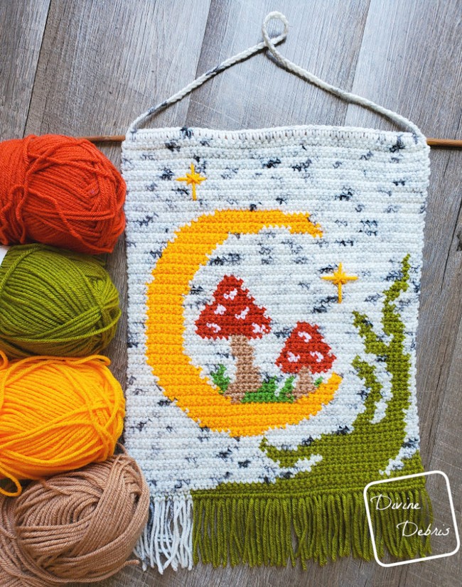 Crochet Mushroom Moon Wall Hanging Pattern