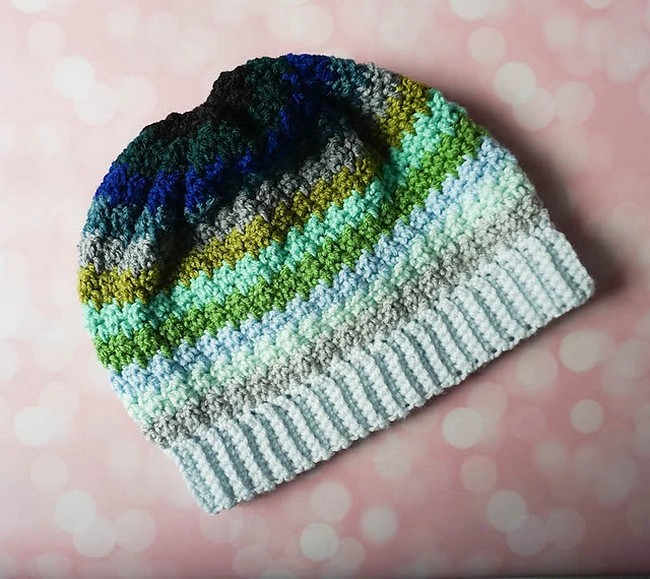 Crochet Ocean Fade Slouchy Hat Pattern 