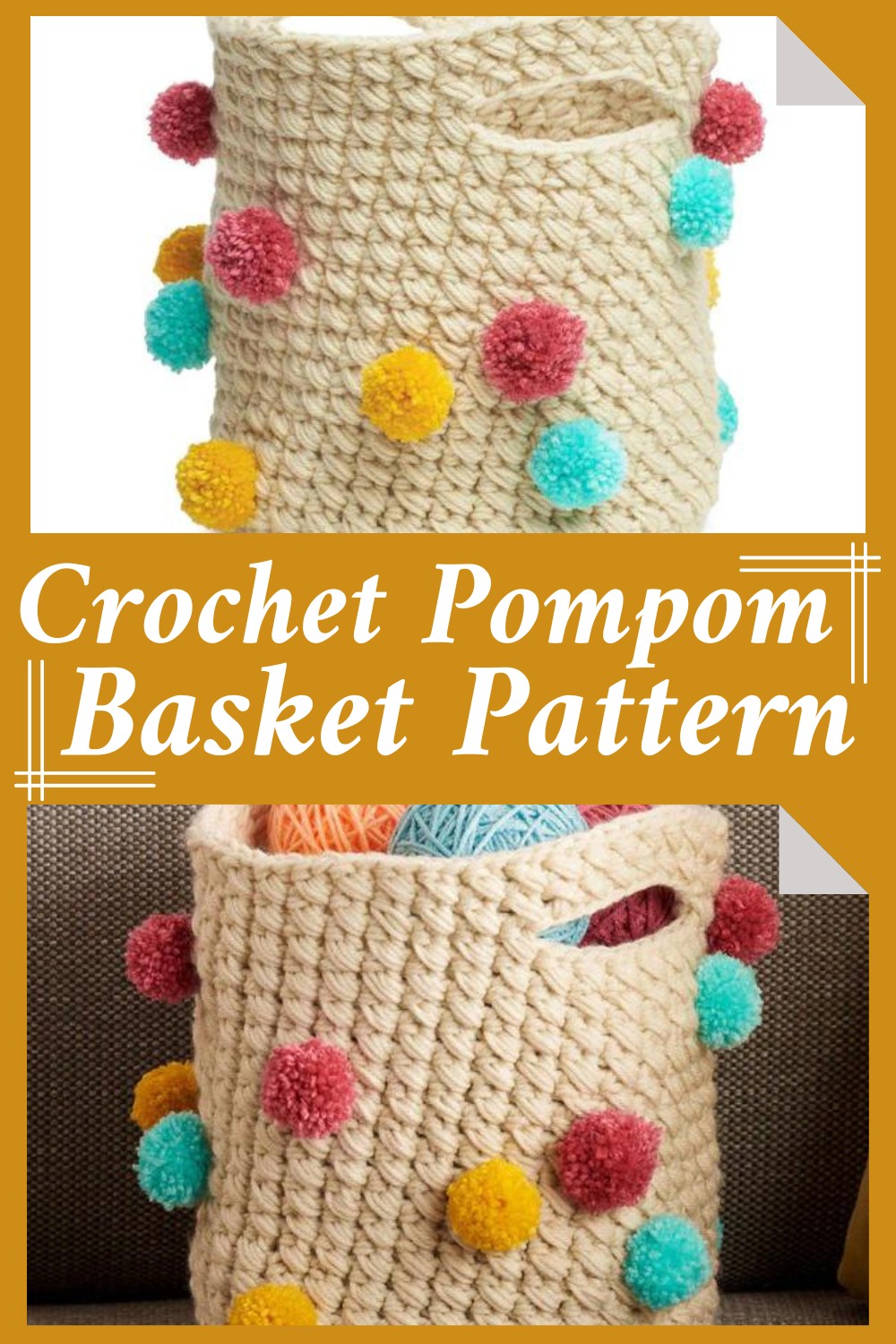 Crochet Pompom Basket Pattern