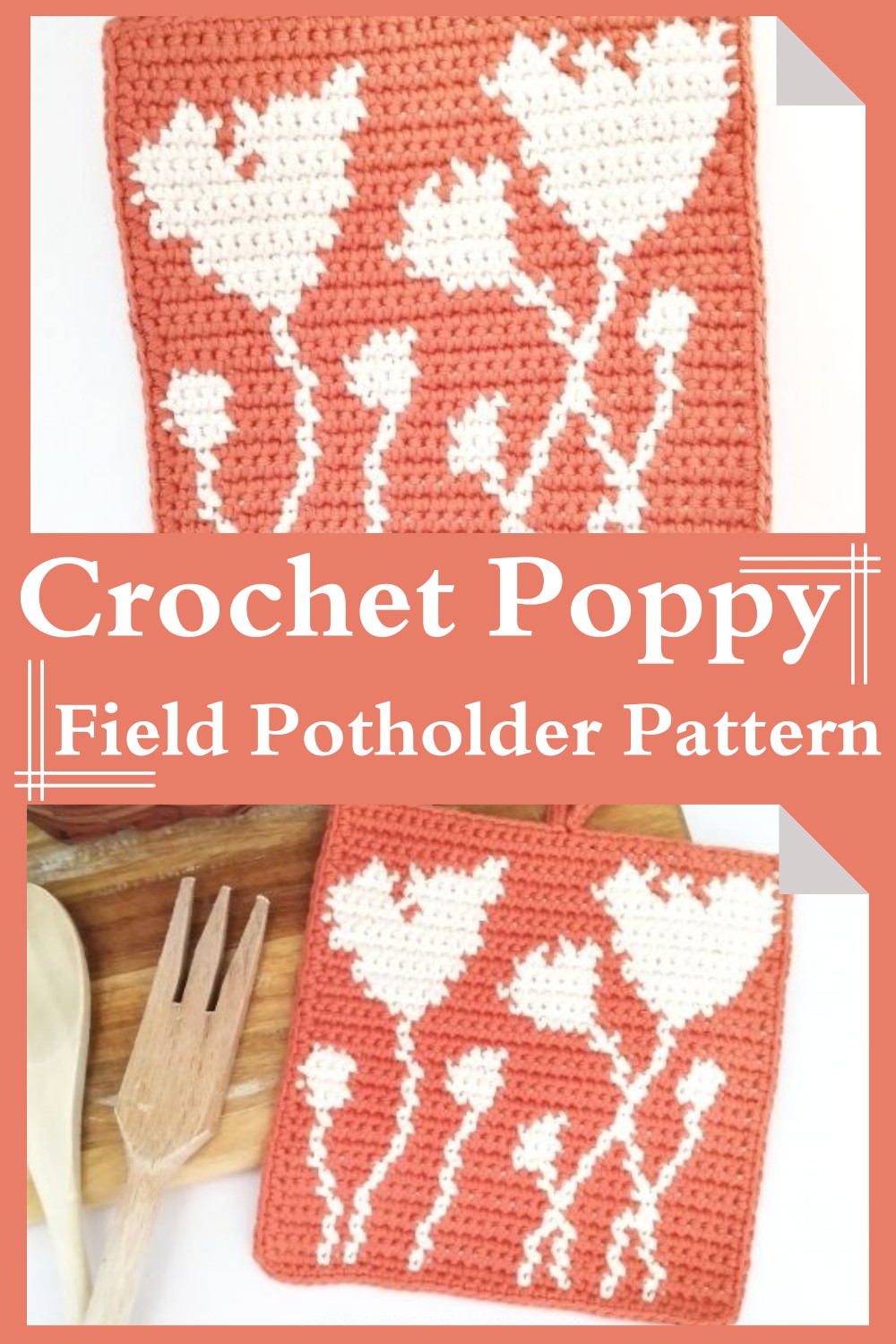 Crochet Poppy Field Potholder Pattern 