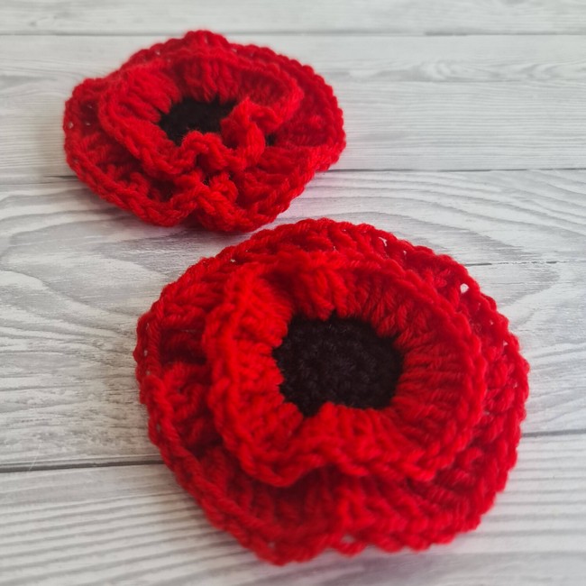 Crochet Poppy Flower Applique Pattern