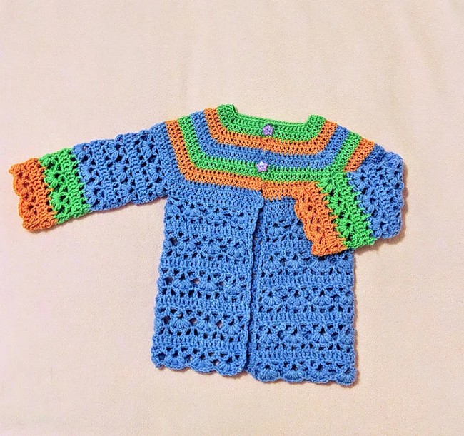 Crochet Rainbow Lacy Cardigan Pattern