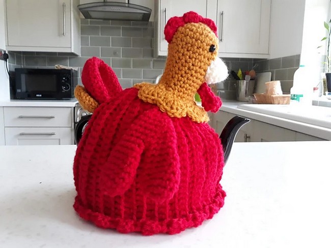 Crochet Red Rooster Tea Cosy Pattern