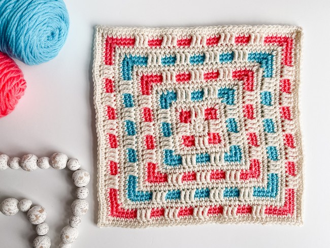 Crochet Ribbon Mosaic Square Pattern