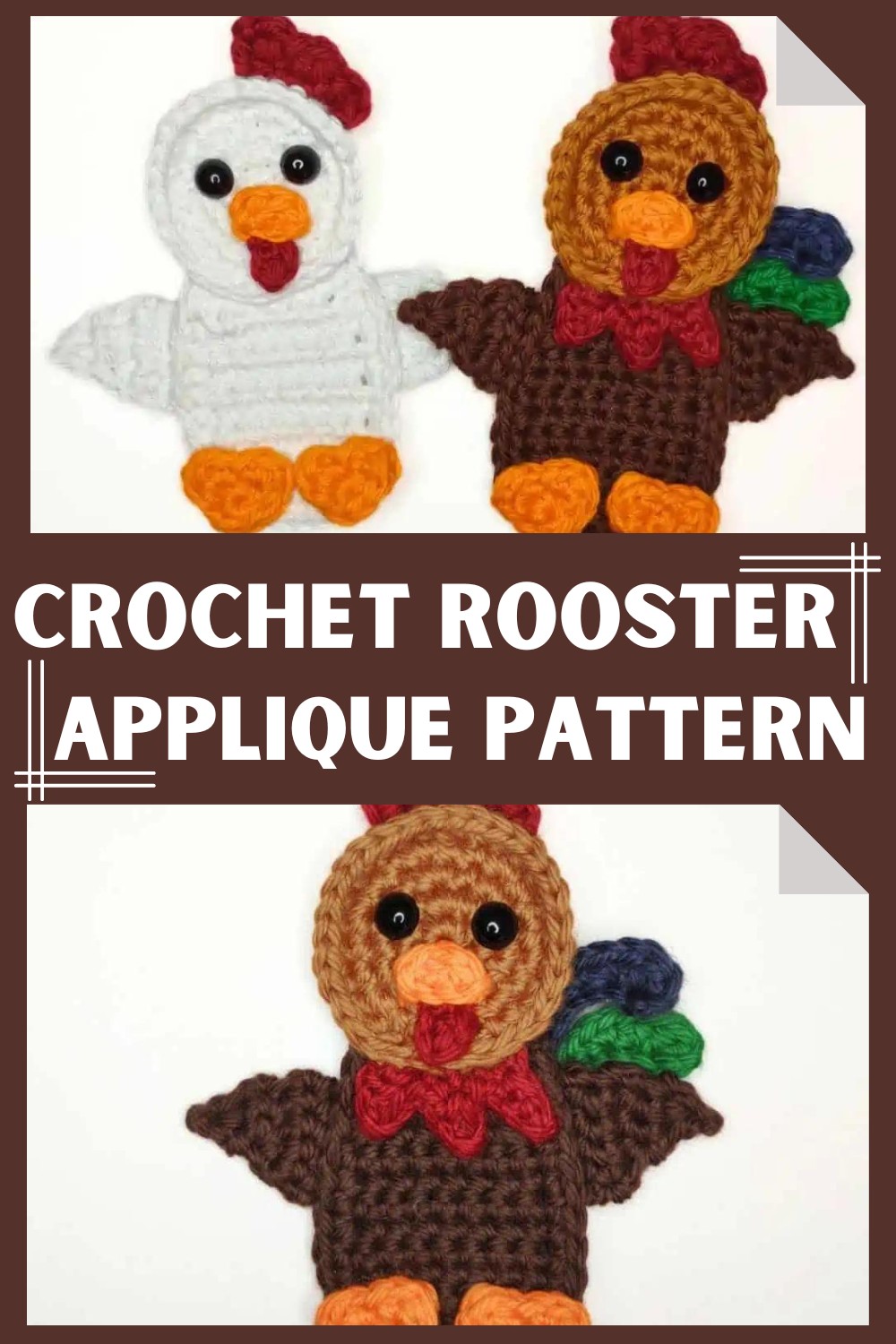 Crochet Rooster Applique Pattern