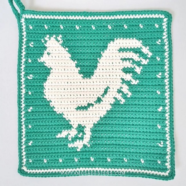 Crochet Rooster Pot Holder Pattern