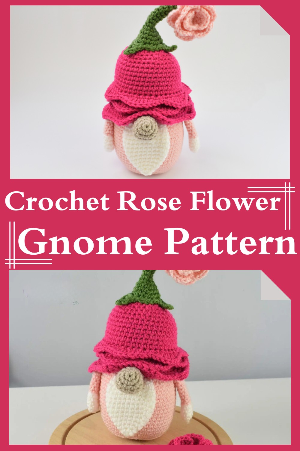 Crochet Rose Flower Gnome Pattern