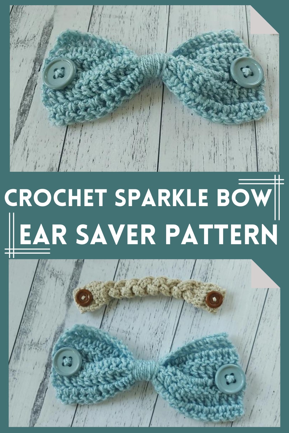 Crochet Sparkle Bow Ear Saver Pattern