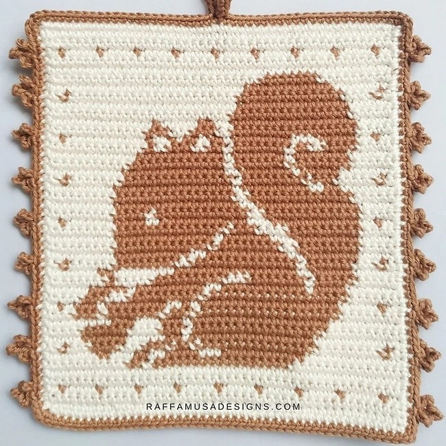 Crochet Squirrel Potholder Pattern