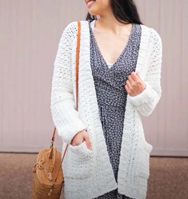 Crochet Summer Cardigan with Pockets