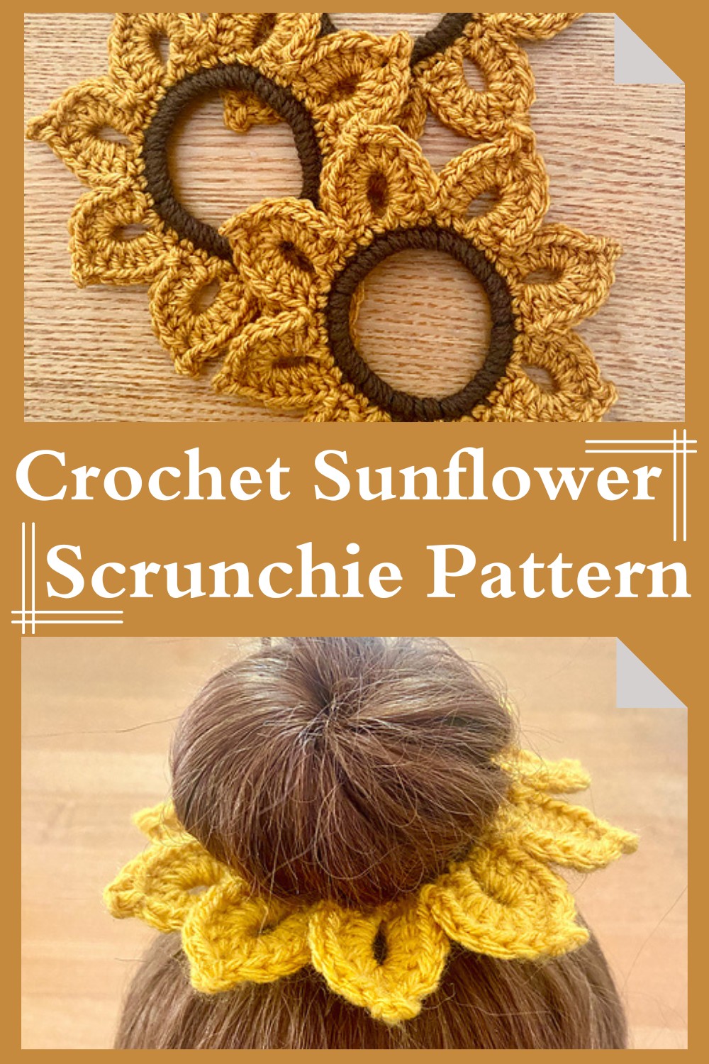 Crochet Sunflower Scrunchie Pattern