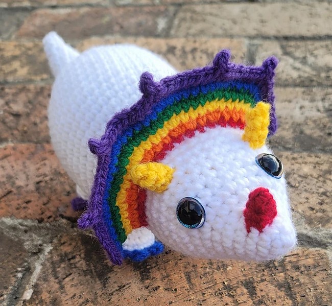 Crochet Triceratops Baby Rainbow Pattern