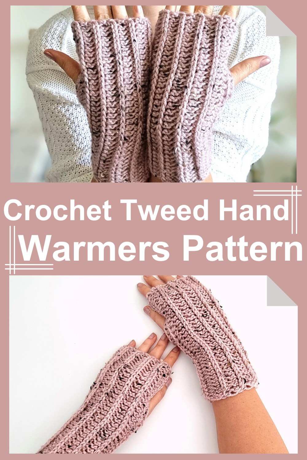 Crochet Tweed Hand Warmers Pattern