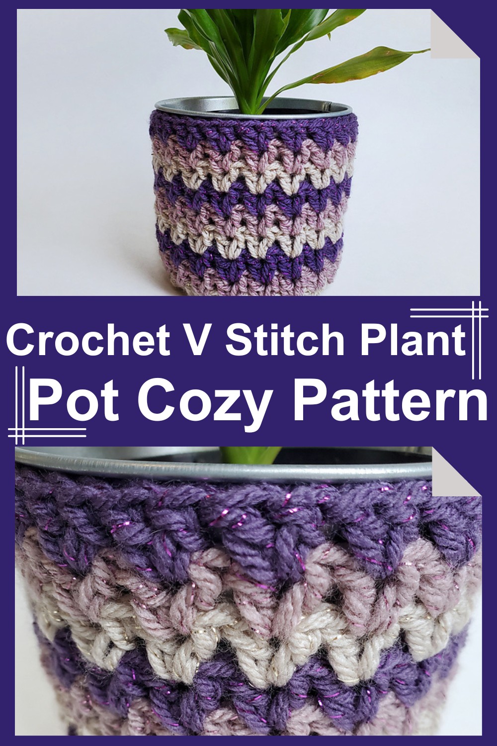 Crochet V Stitch Plant Pot Cozy Pattern