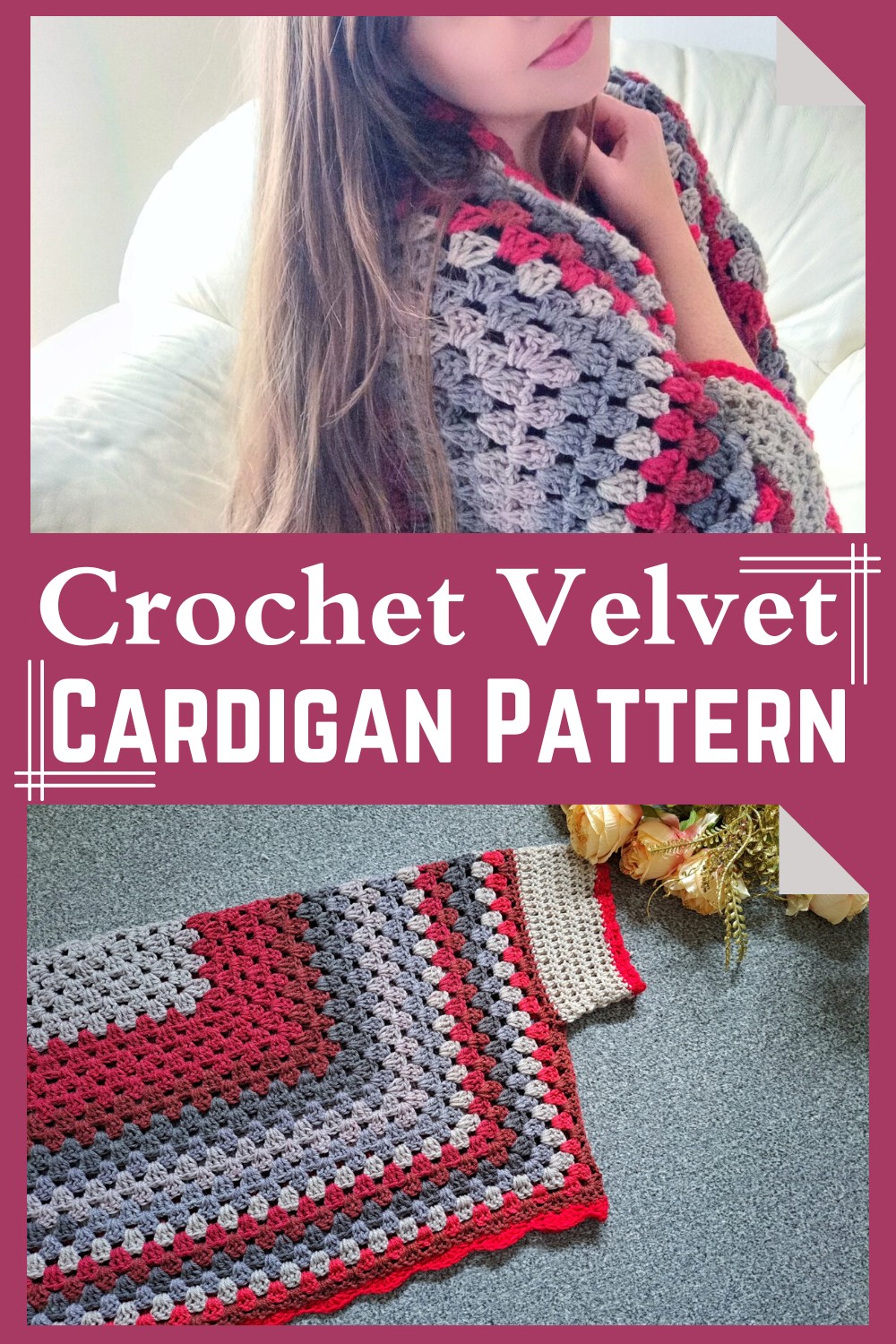 Crochet Velvet Cardigan