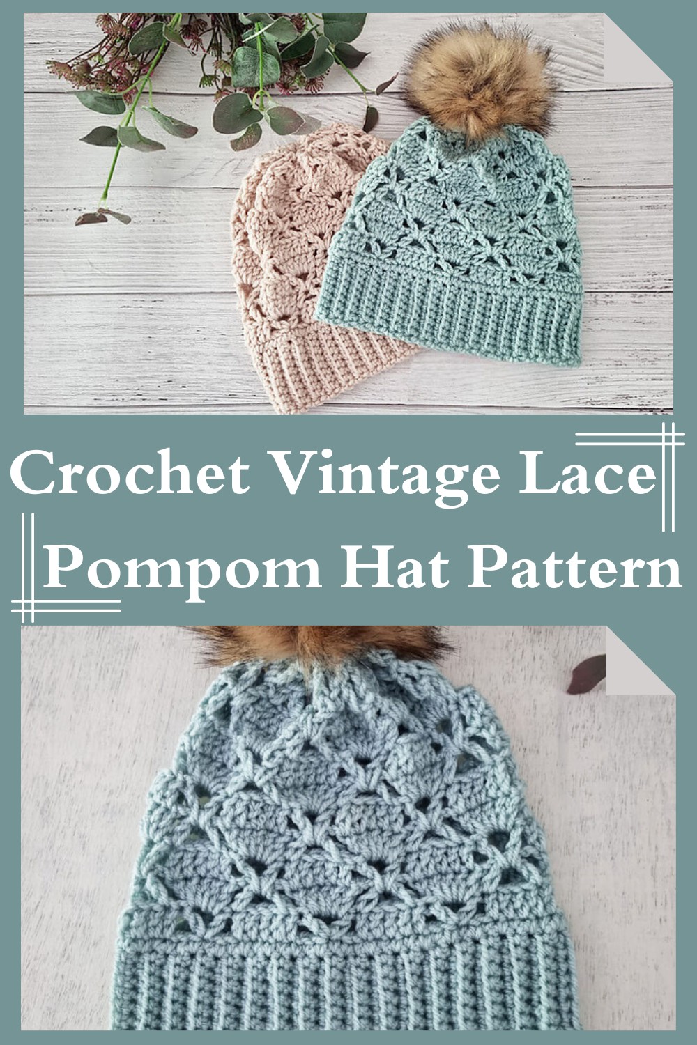  Crochet Vintage Lace Pompom Hat Pattern