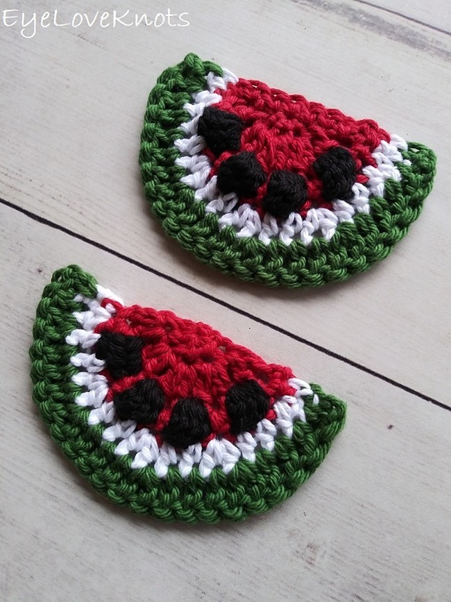 Crochet Watermelon Slice Applique Pattern