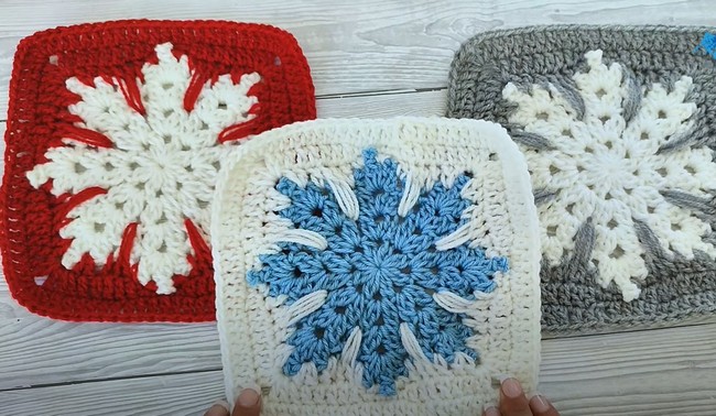 How to Crochet The Snowflake Square