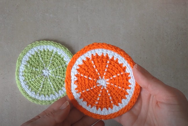 Tunisian Crochet Citrus Slice Coaster Pattern