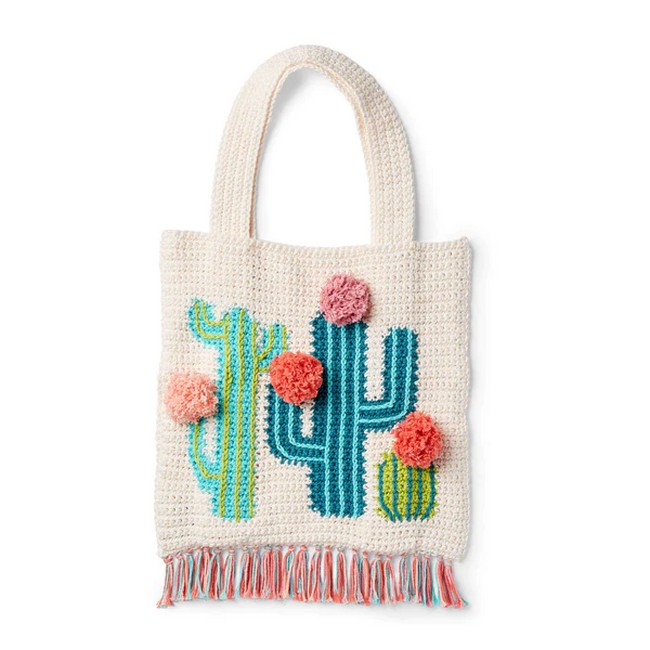 Cream Crochet Cactus Tote Pattern