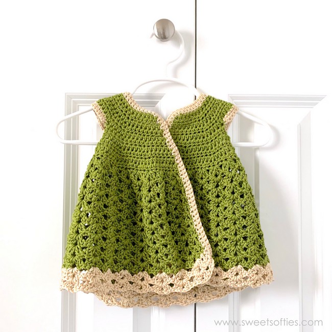 Crochet Baby Girl Meadow Cardigan Dress Pattern