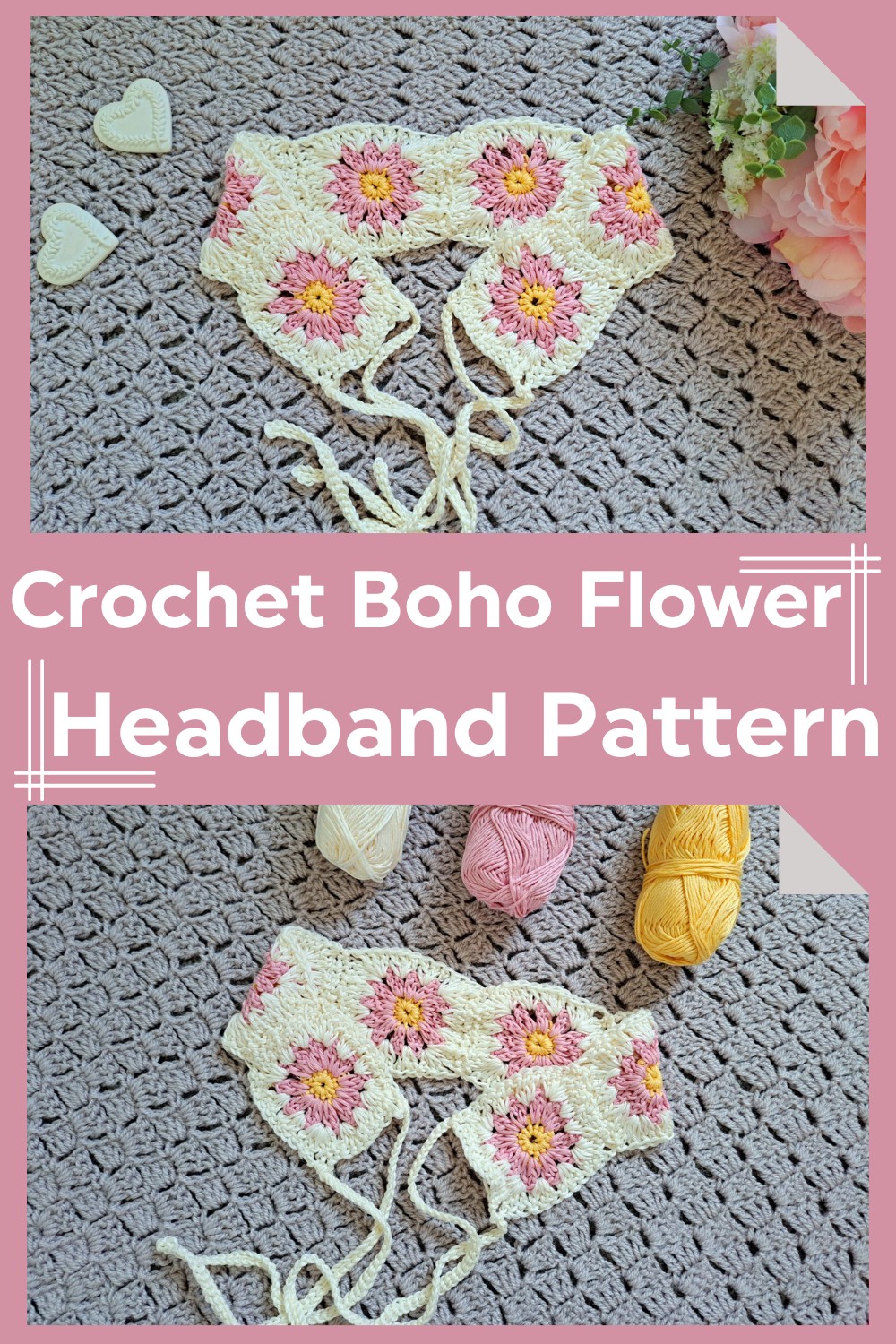 Crochet Boho Flower Hairband Pattern