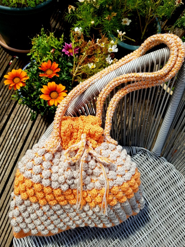 Crochet Bramble Drawstring Bag Pattern