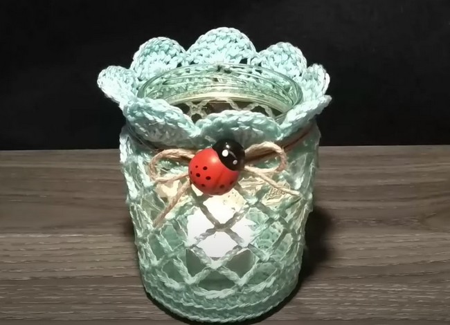 Crochet Candle Holder Jar Cover