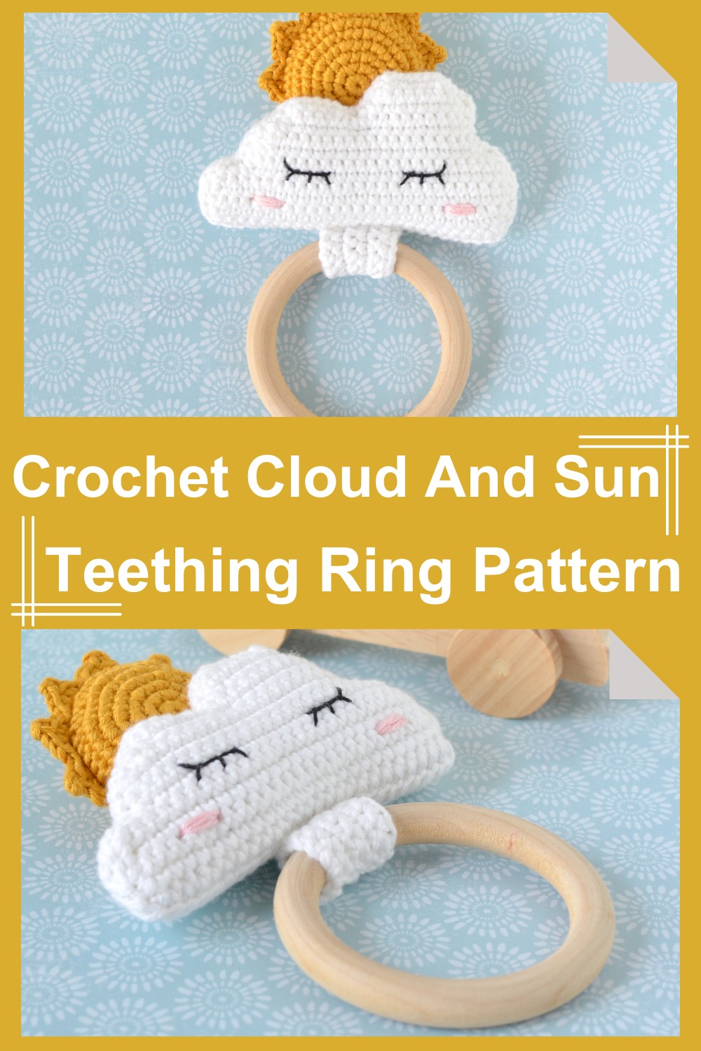 Crochet Cloud And Sun Teething Ring Pattern