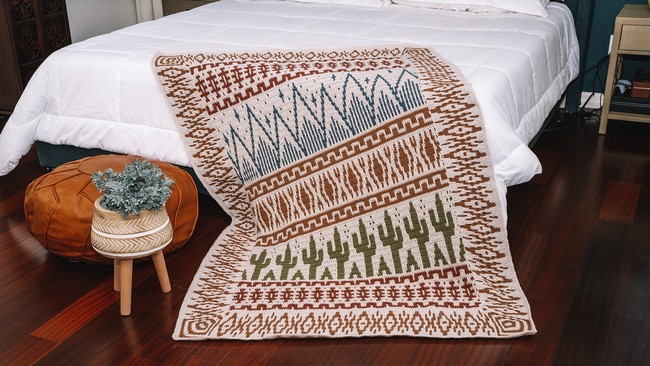 Crochet Desert Cactus Mosaic Blanket Pattern