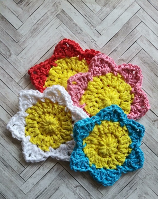 Crochet Easy Floral Coasters Pattern