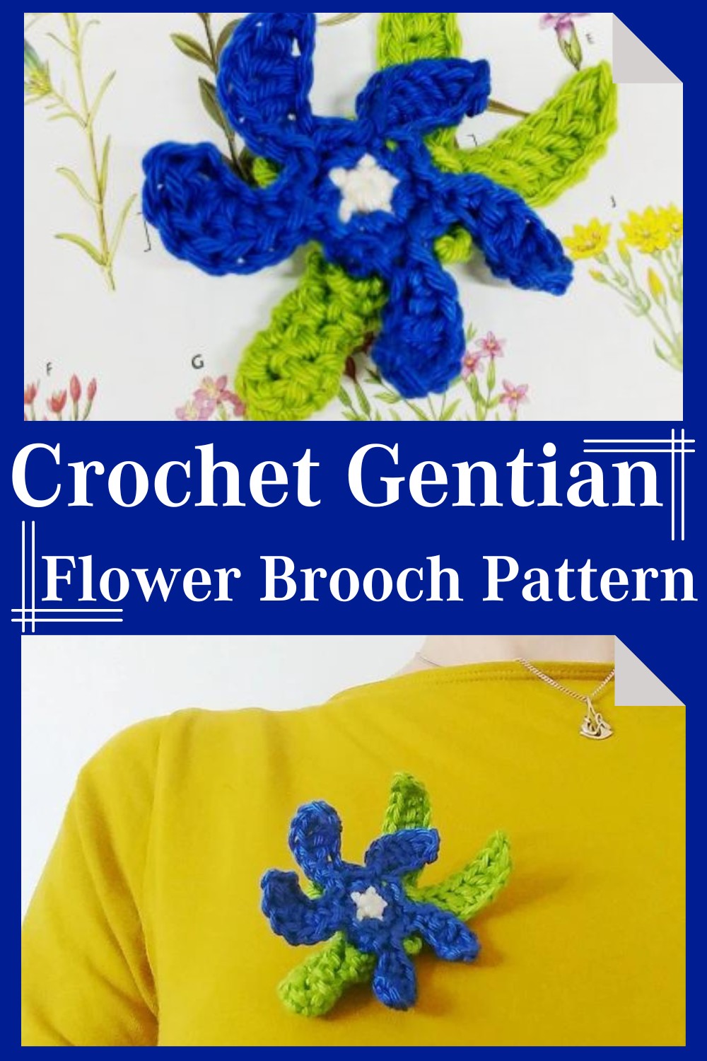 Crochet Gentian Flower Brooch Pattern