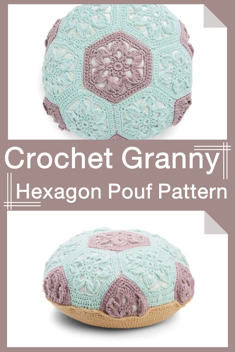 Crochet Granny Hexagon Pouf Pattern