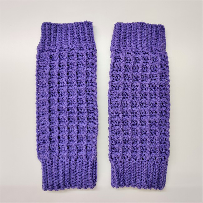 Crochet Lavender Waffle Leg Warmers Pattern