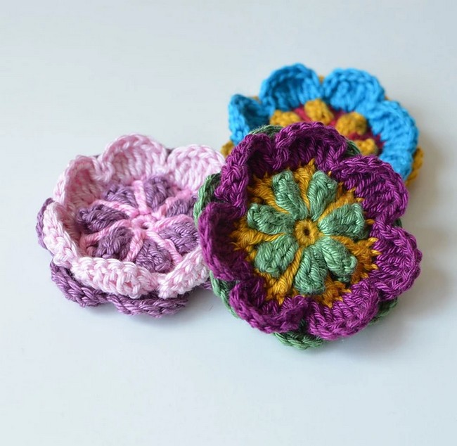 Crochet Overlay Flower Brooch Pattern