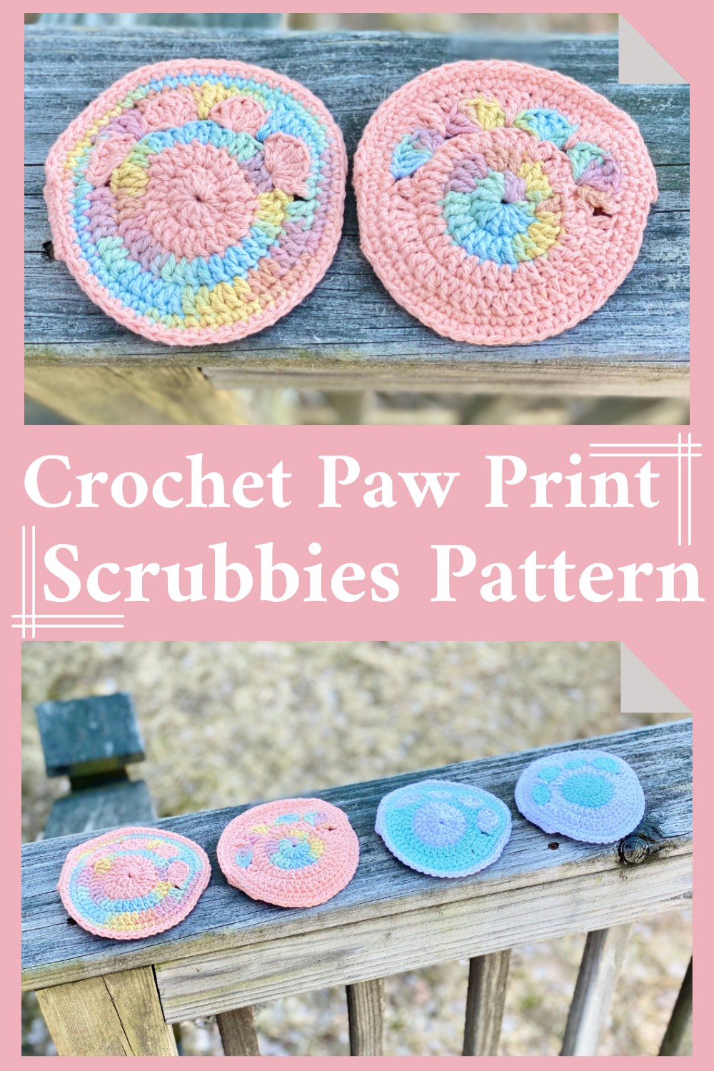 Crochet Paw Print Scrubbies Pattern 