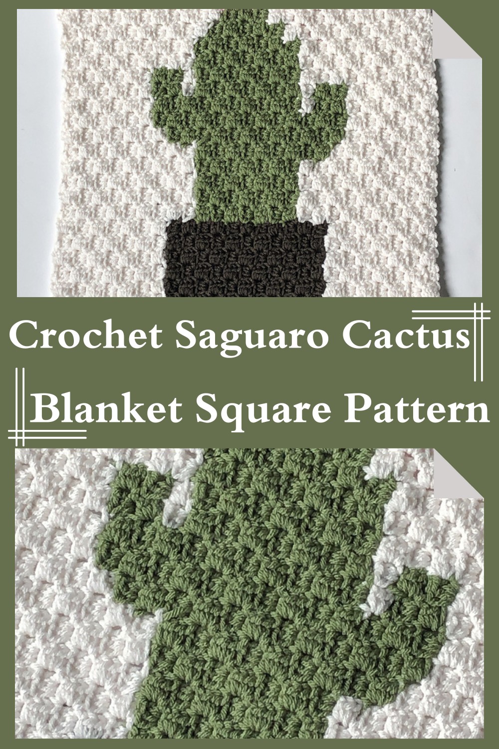 Crochet Saguaro Cactus Blanket Square Pattern