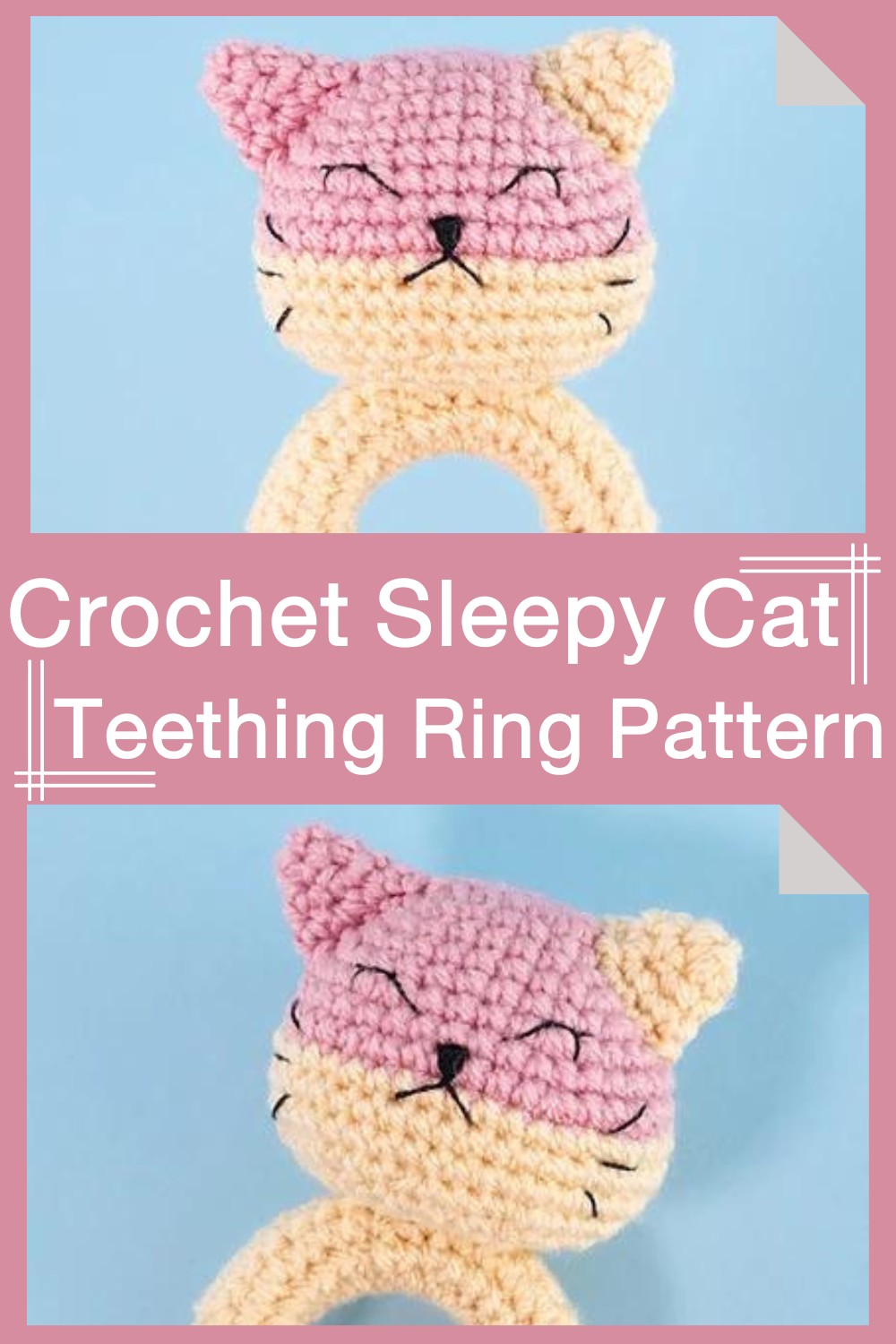 Crochet Sleepy Cat Teething Ring Pattern