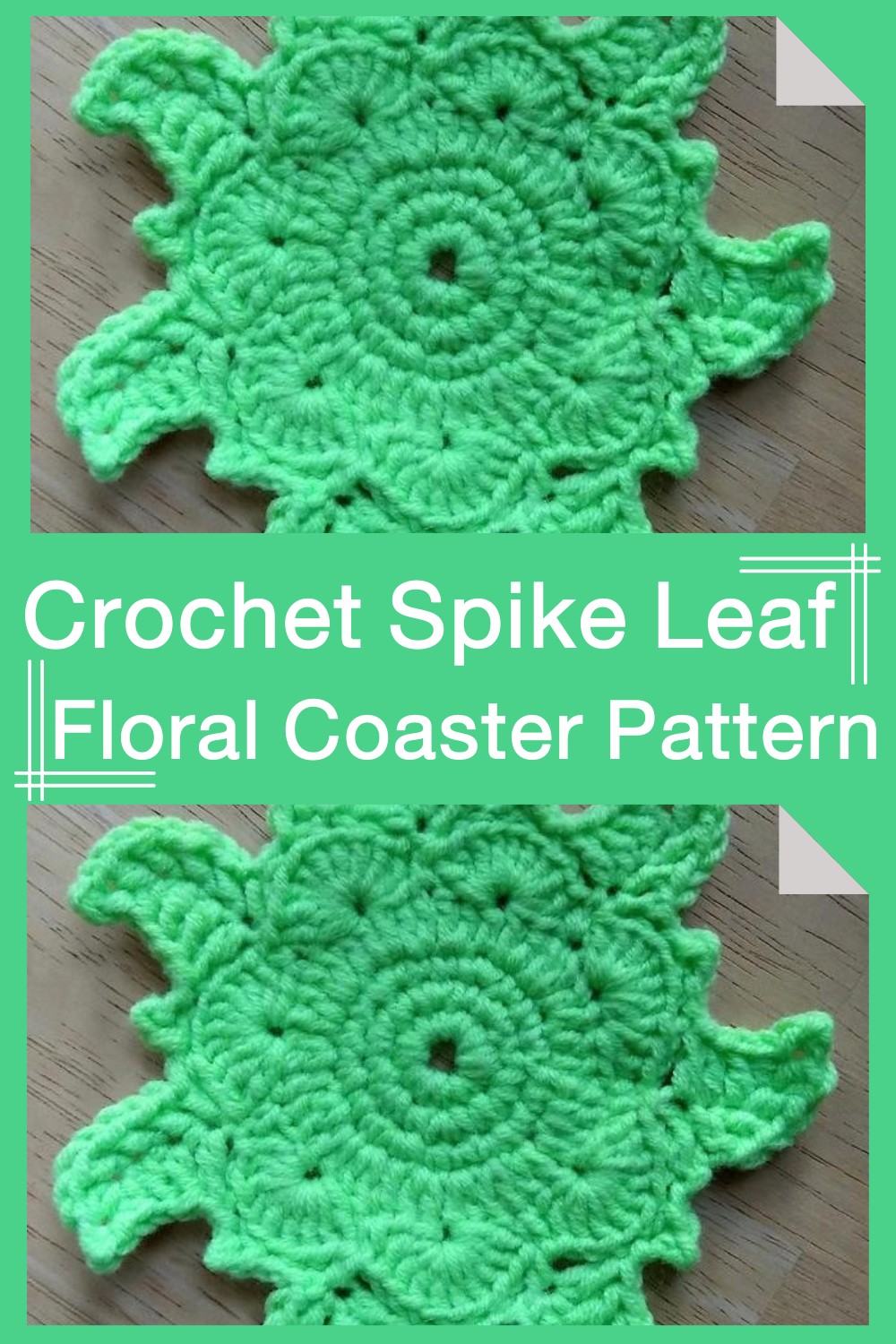 Crochet Spike Leaf Floral Coaster Pattern